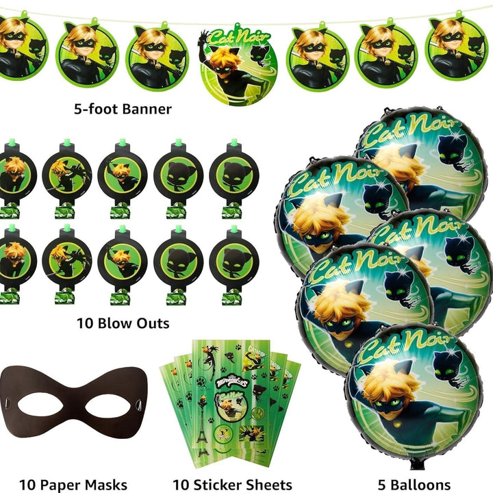 Miraculous Ladybug Cat Noir Party Kit 100 Pieces Birthday Supplies for Toddlers Image 3