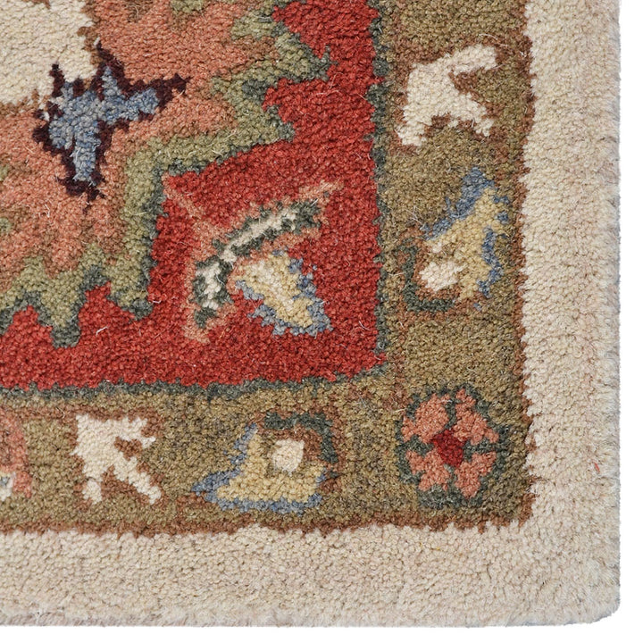 Hand Tufted Wool Area Rug Beige Red K00106 Eco-Friendly Soft High Pile Image 5