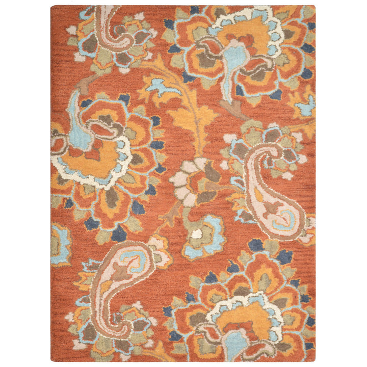 Hand Tufted Wool Area Rug Floral Rust High Pile Eco-Friendly 5x8 K00151 Image 2