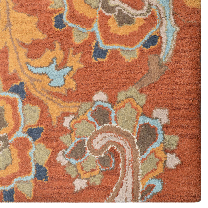 Hand Tufted Wool Area Rug Floral Rust High Pile Eco-Friendly 5x8 K00151 Image 4