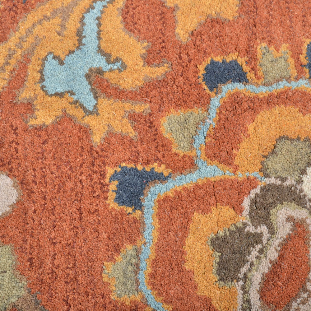 Hand Tufted Wool Area Rug Floral Rust High Pile Eco-Friendly 5x8 K00151 Image 5