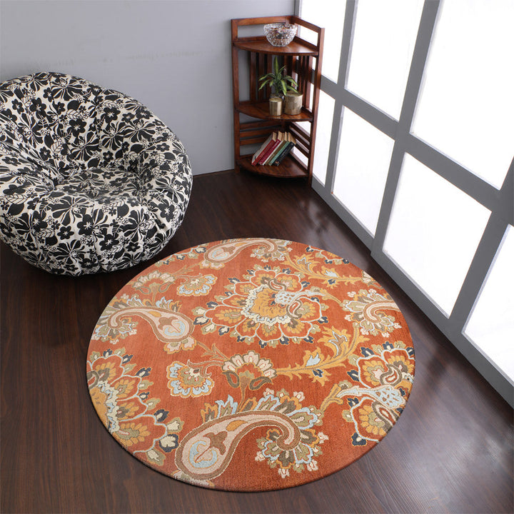 Hand Tufted Wool Area Rug Floral Rust High Pile Eco-Friendly 5x8 K00151 Image 6