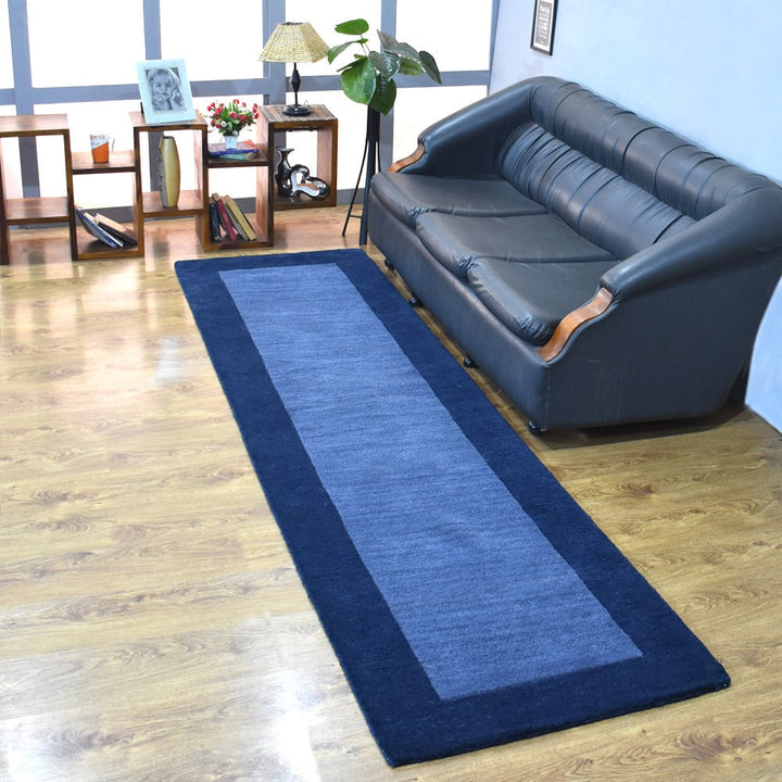 Hand Tufted Wool Area Rug Blue K00201 Contemporary Design Soft High Pile Image 1