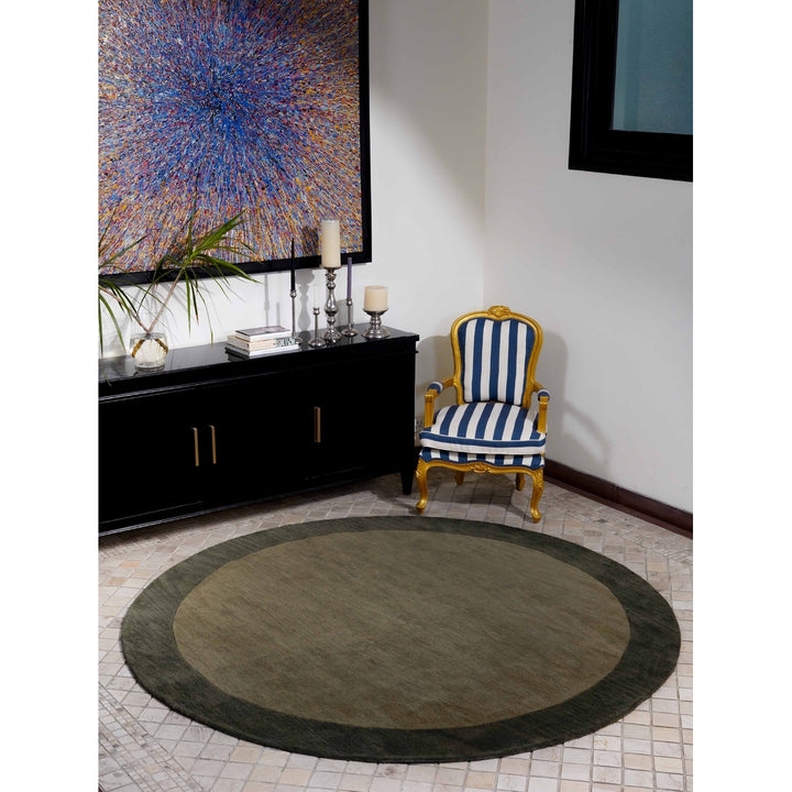 Hand Tufted Wool Area Rug 8x10 Green Contemporary K00201 Soft High-Pile Image 1