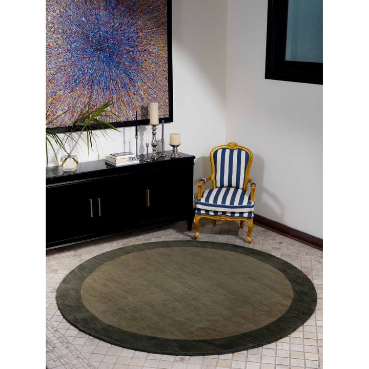 Hand Tufted Wool Area Rug 8x10 Green Contemporary K00201 Soft High-Pile Image 6