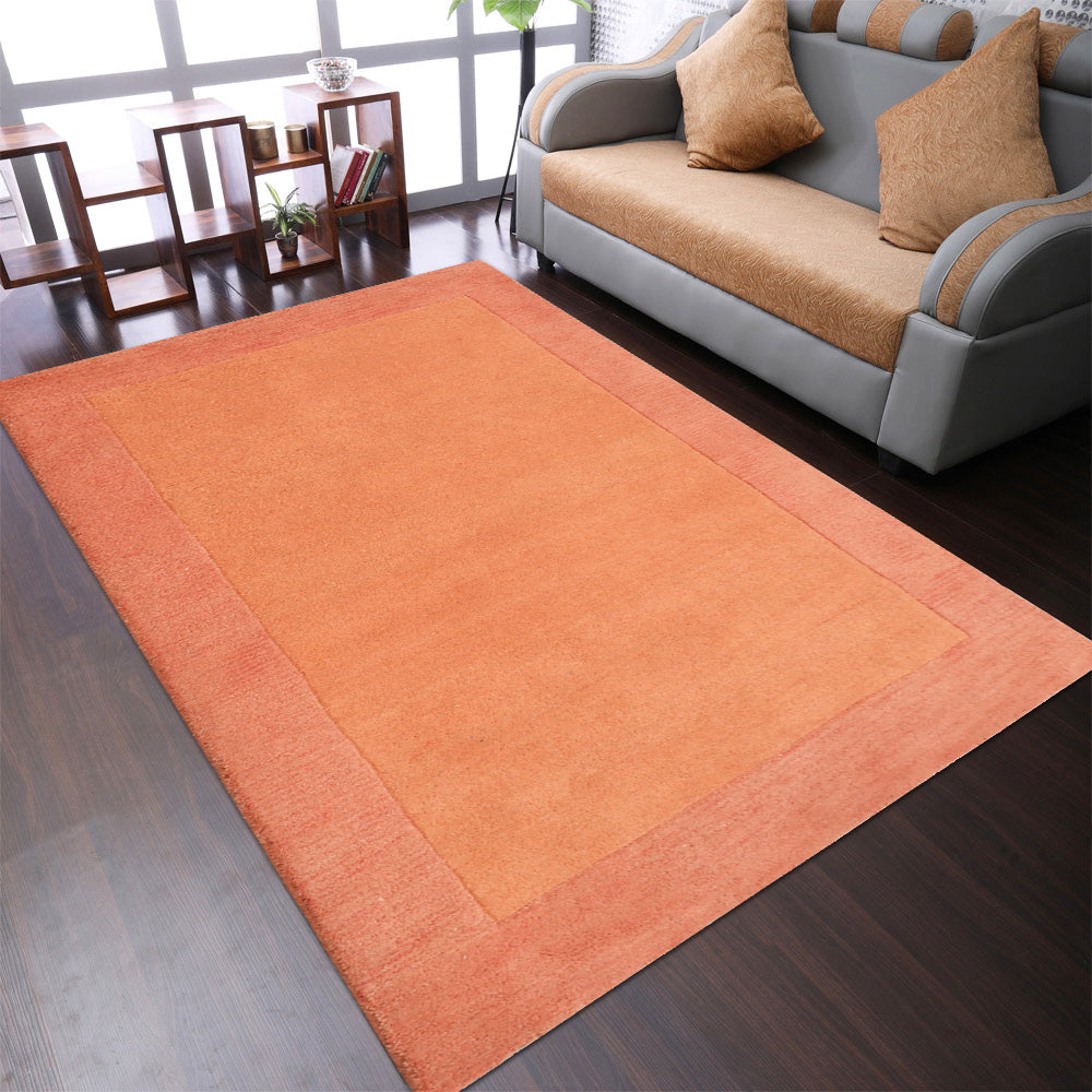 Hand Tufted Wool Area Rug Light Orange 5x8 Contemporary K00201 Eco-Friendly Image 1