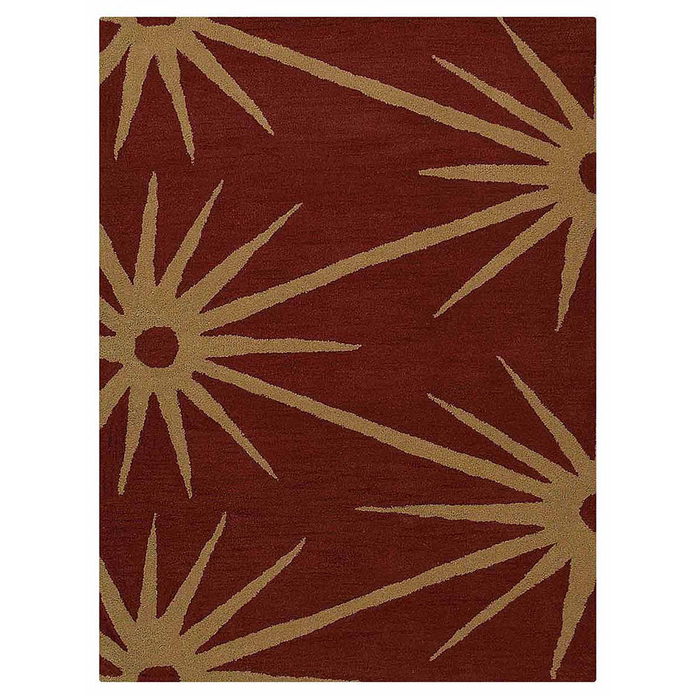 Hand Tufted Wool Area Rug Floral Red Gold K00202 Eco-Friendly Soft Durable Image 2