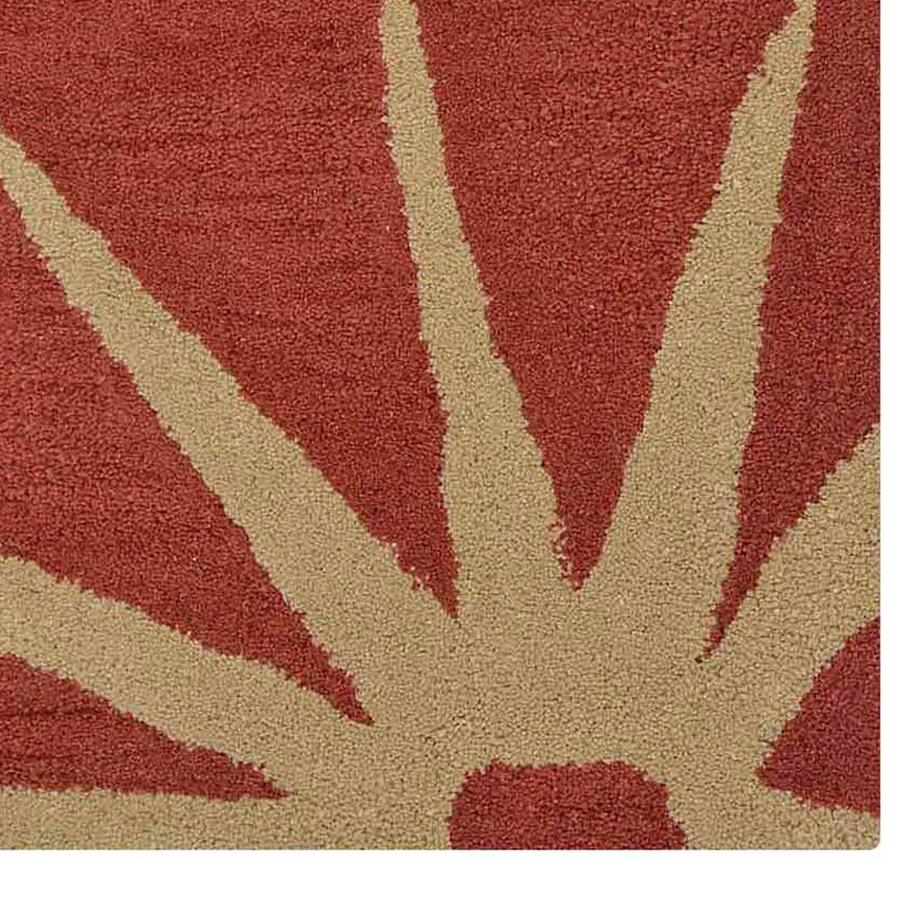 Hand Tufted Wool Area Rug Floral Red Gold K00202 Eco-Friendly Soft Durable Image 4