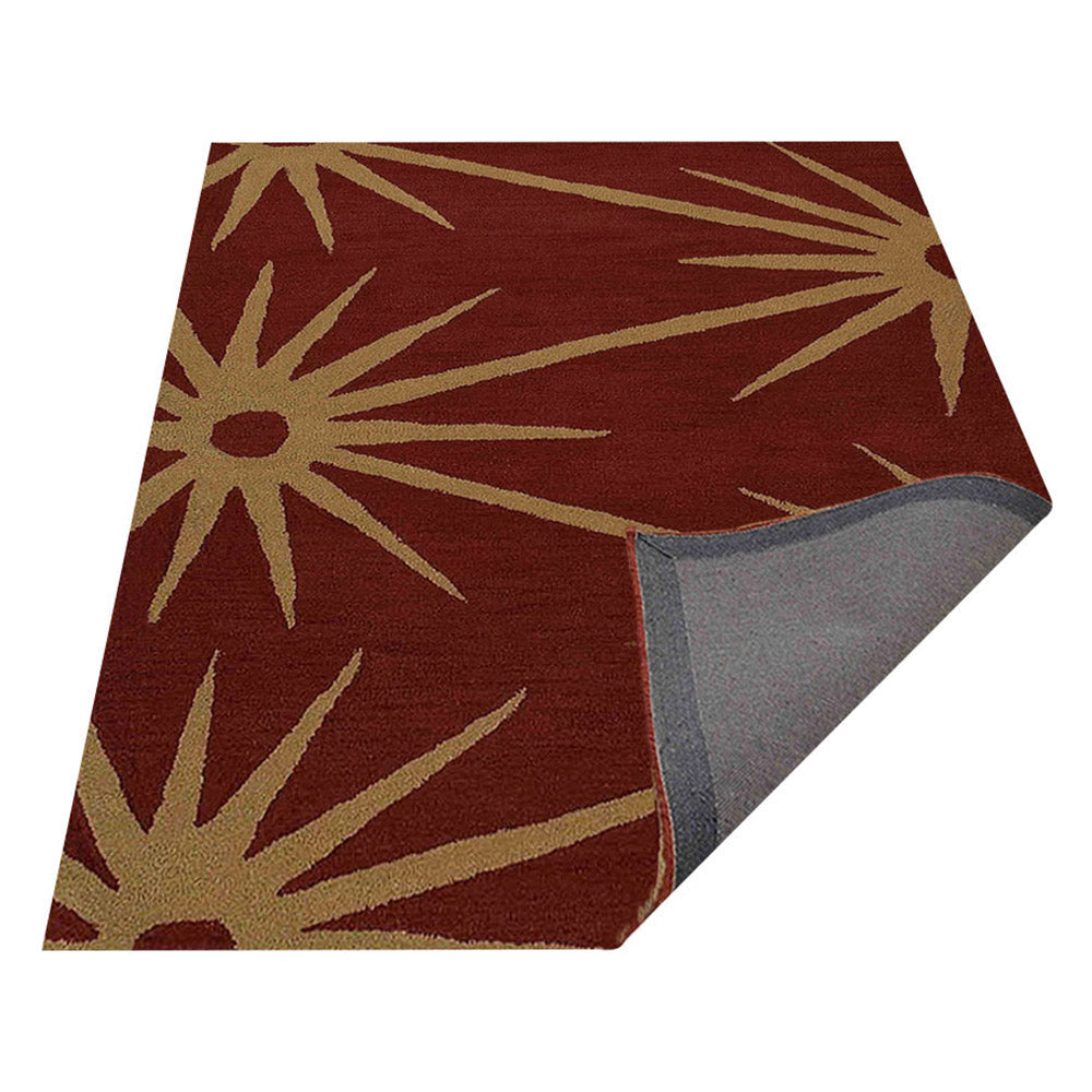 Hand Tufted Wool Area Rug Floral Red Gold K00202 Eco-Friendly Soft Durable Image 5