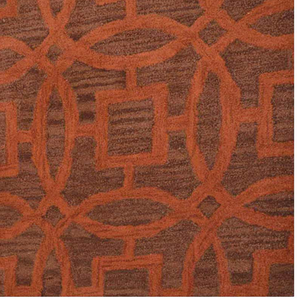 Hand Tufted Wool Area Rug Brown Orange Geometric Design K00239 5x7 Eco Friendly Image 4