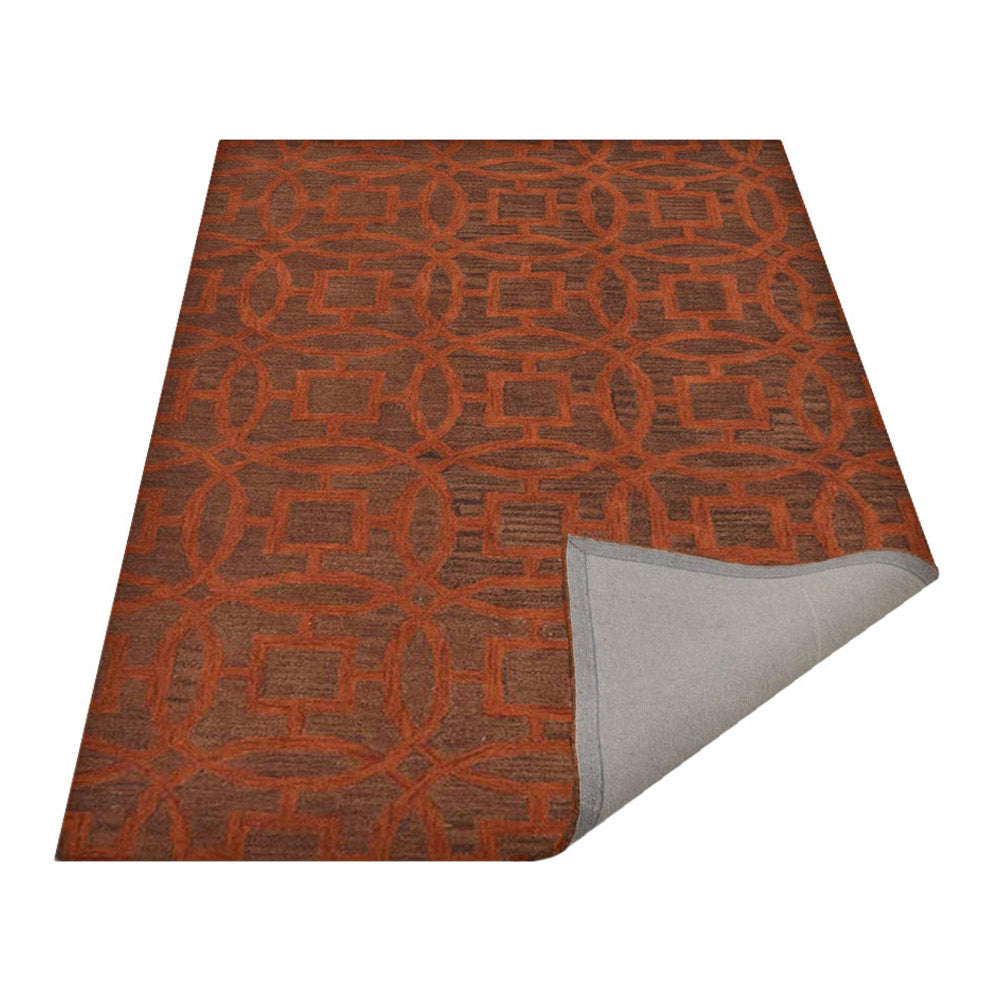 Hand Tufted Wool Area Rug Brown Orange Geometric Design K00239 5x7 Eco Friendly Image 5