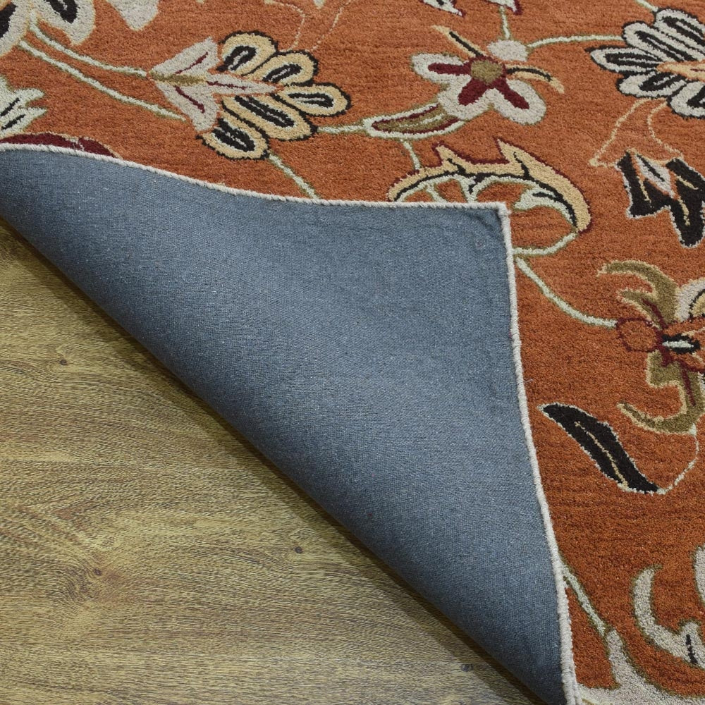 Hand Tufted Wool Area Rug Floral Orange K00268 Eco-Friendly High Pile 5x8 Image 6