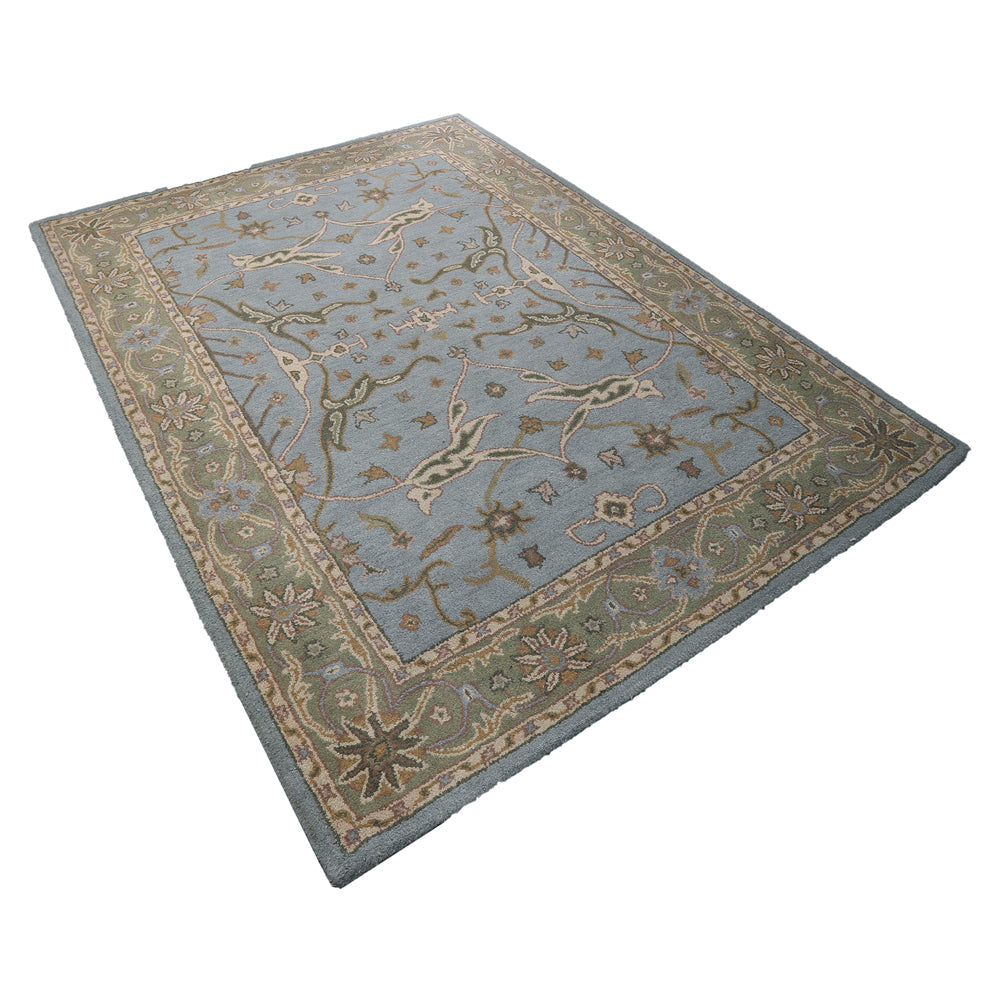 Hand Tufted Wool Area Rug Blue Green K00503 5x8 Eco-Friendly Non-Slip Image 3