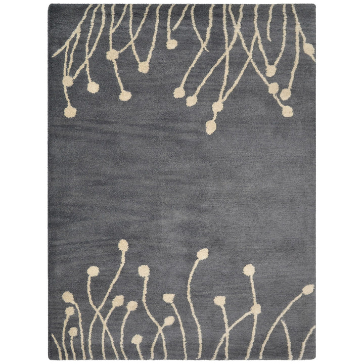 Hand Tufted Wool Area Rug Gray White Floral Design Eco-Friendly 5x7 K00509 Image 2