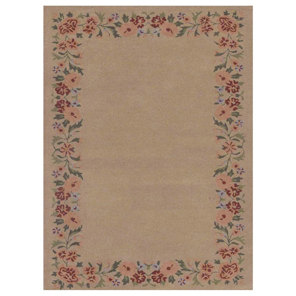 Cream Hand-Tufted Wool Area Rug 3x5 Floral Design K00648 Eco-Friendly Image 2