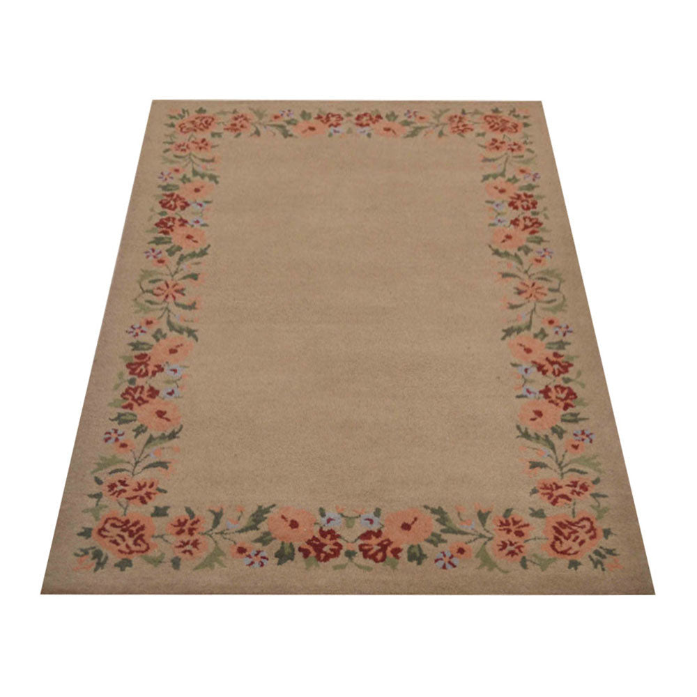 Cream Hand-Tufted Wool Area Rug 3x5 Floral Design K00648 Eco-Friendly Image 3