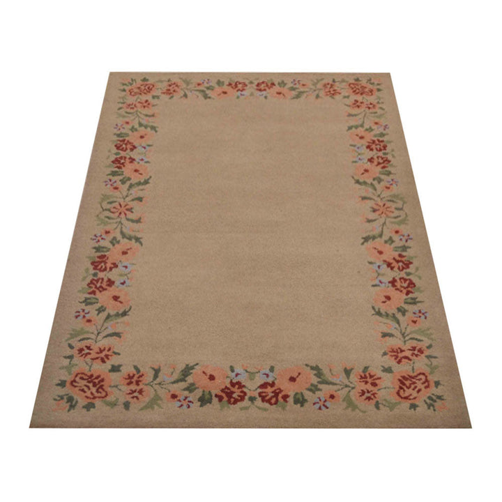 Cream Hand-Tufted Wool Area Rug 3x5 Floral Design K00648 Eco-Friendly Image 3