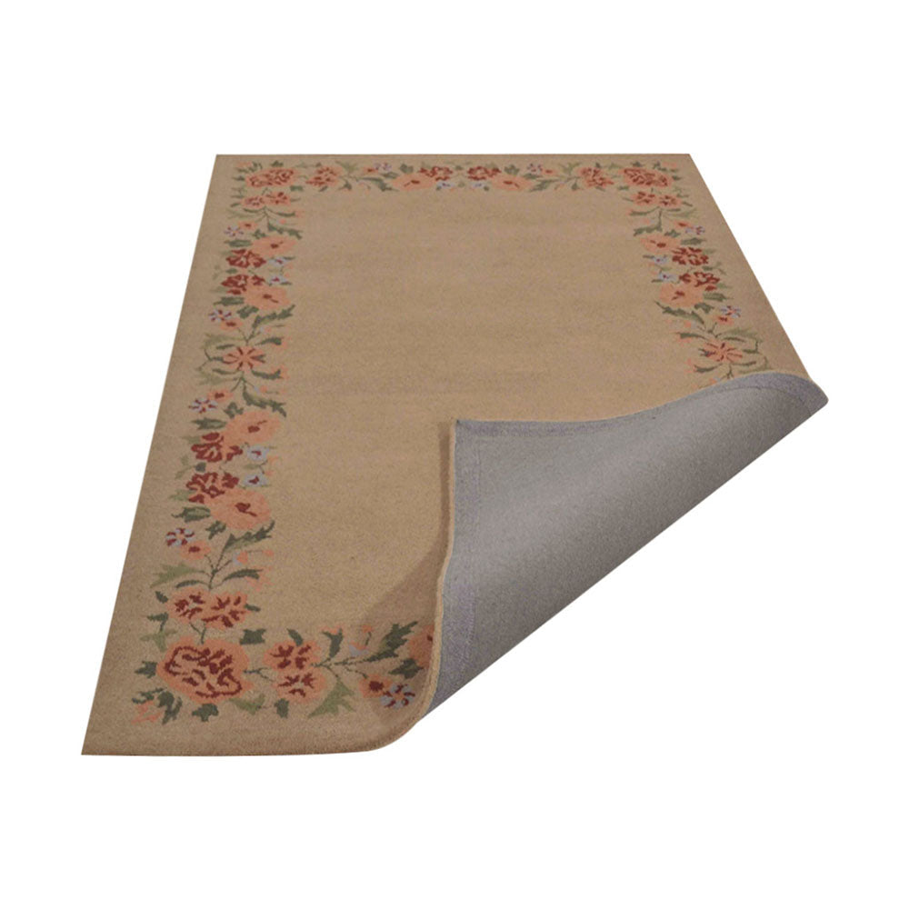 Cream Hand-Tufted Wool Area Rug 3x5 Floral Design K00648 Eco-Friendly Image 5