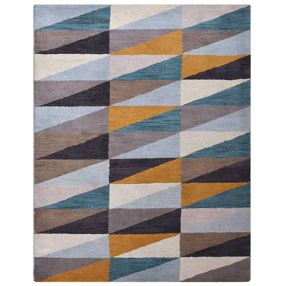 Hand Tufted Wool Area Rug Multicolor Geometric 5x8 Soft Durable K00547 Image 2