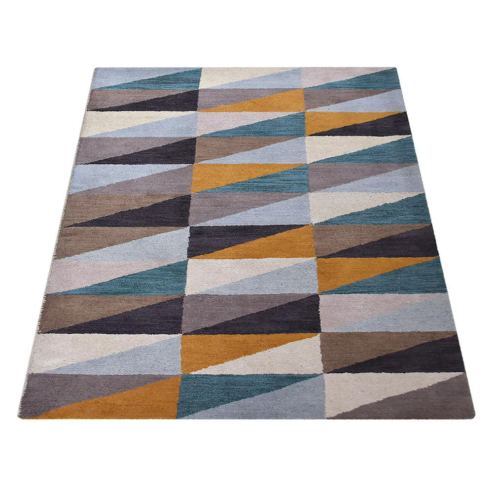 Hand Tufted Wool Area Rug Multicolor Geometric 5x8 Soft Durable K00547 Image 3