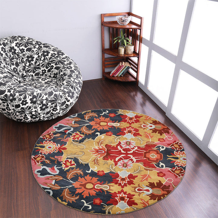 Hand Tufted Wool Area Rug Multicolor Floral K00732 Eco-Friendly Plush 5x8 Image 7