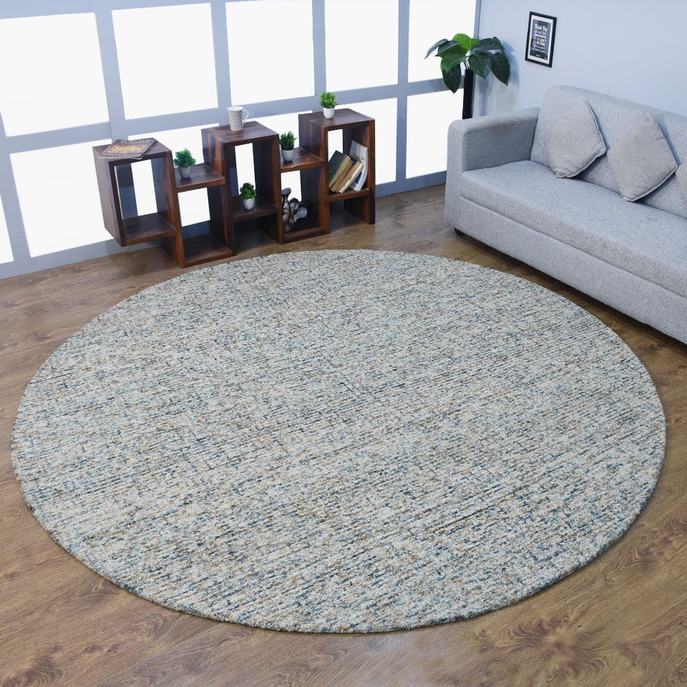 Hand Tufted Wool Area Rug Blue Beige KWC111 Soft High-Pile Eco-Friendly Image 7