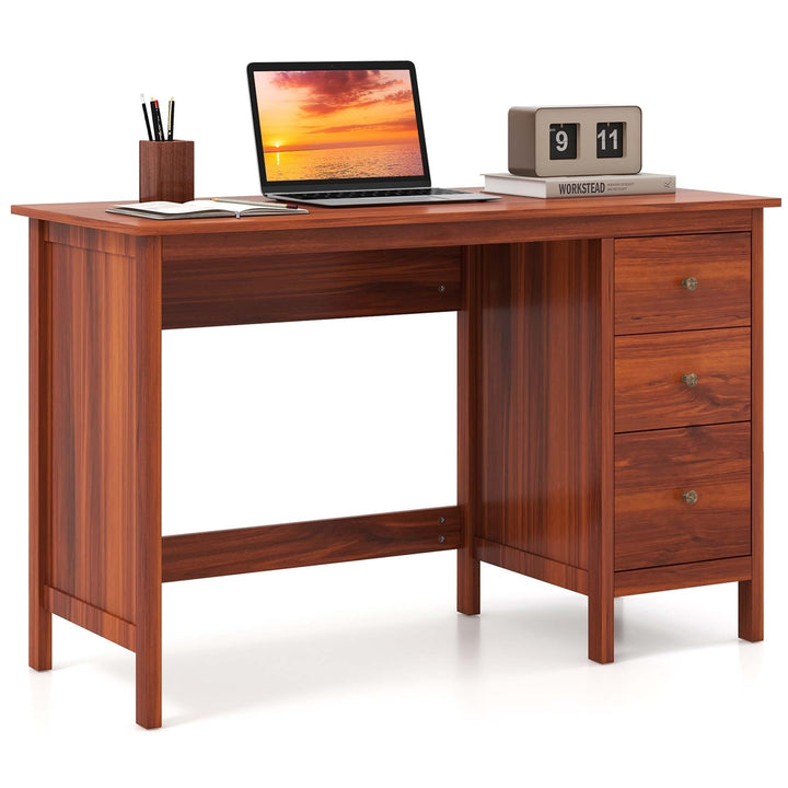 Computer Desk Study Writing Desk Home Office Workstation with 3 Drawers White/Black/Brown Image 2