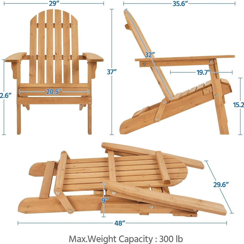 Yaheetech Folding Adirondack Chair Set of 1 Outdoor, 300LBS Solid Wood Garden Chair Weather Resistant, Fire Pit Lounge Image 2