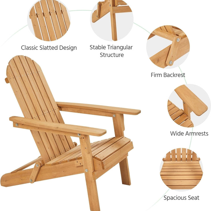 Yaheetech Folding Adirondack Chair Set of 1 Outdoor, 300LBS Solid Wood Garden Chair Weather Resistant, Fire Pit Lounge Image 3