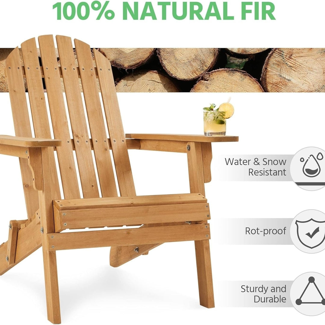 Yaheetech Folding Adirondack Chair Set of 1 Outdoor, 300LBS Solid Wood Garden Chair Weather Resistant, Fire Pit Lounge Image 4