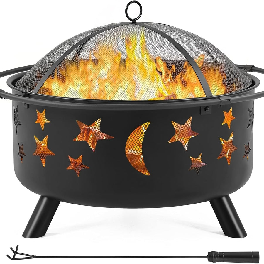 Yaheetech Fire Pit 30in Fire Pits for Outside Wood Burning Outdoor Fireplace with Spark Screen, Poker for Bonfire Patio Image 1