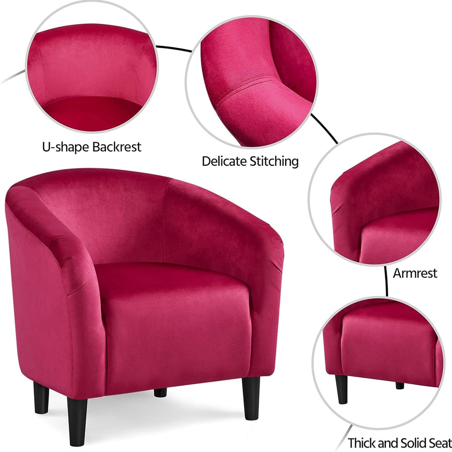 Yaheetech Club Chair, Velvet Accent Chair Upholstered Barrel Chair Sitting Chair with Armrest and Low Back for Living Image 1