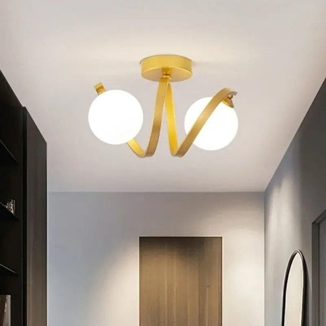 Elegant Modern Ceiling Lamp  Black and Gold Glass Lighting Fixture Image 2