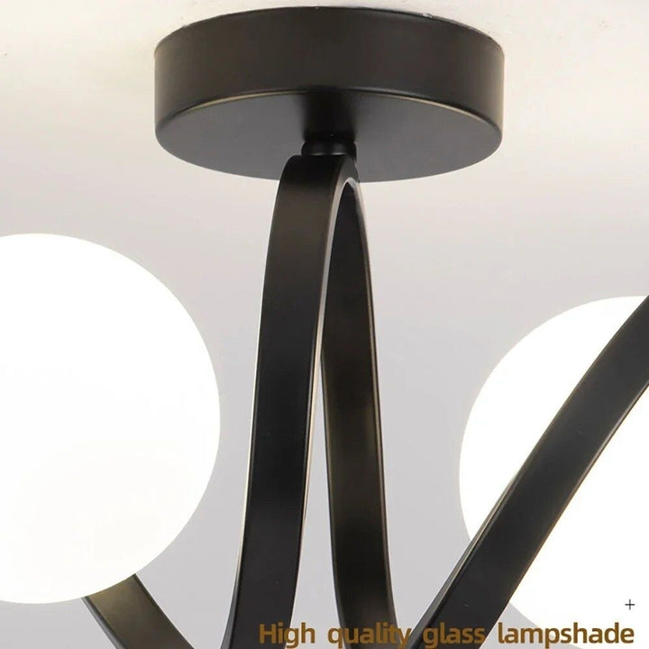 Elegant Modern Ceiling Lamp  Black and Gold Glass Lighting Fixture Image 3