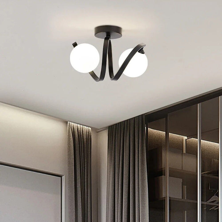 Elegant Modern Ceiling Lamp  Black and Gold Glass Lighting Fixture Image 4