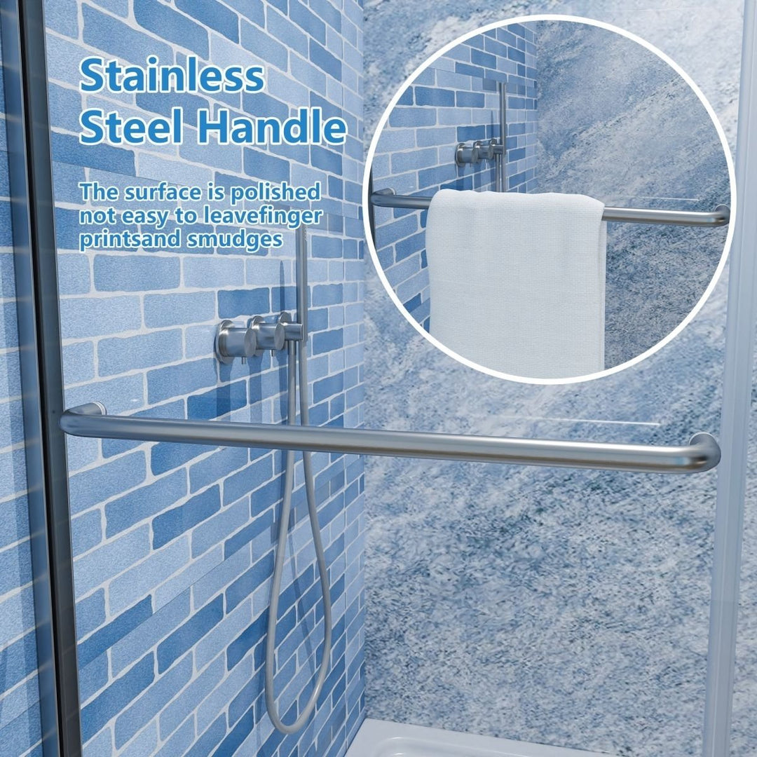 Glide 44-48"x72" Brushed Nickel Sliding Shower Door with Water Repellent Glass Image 10