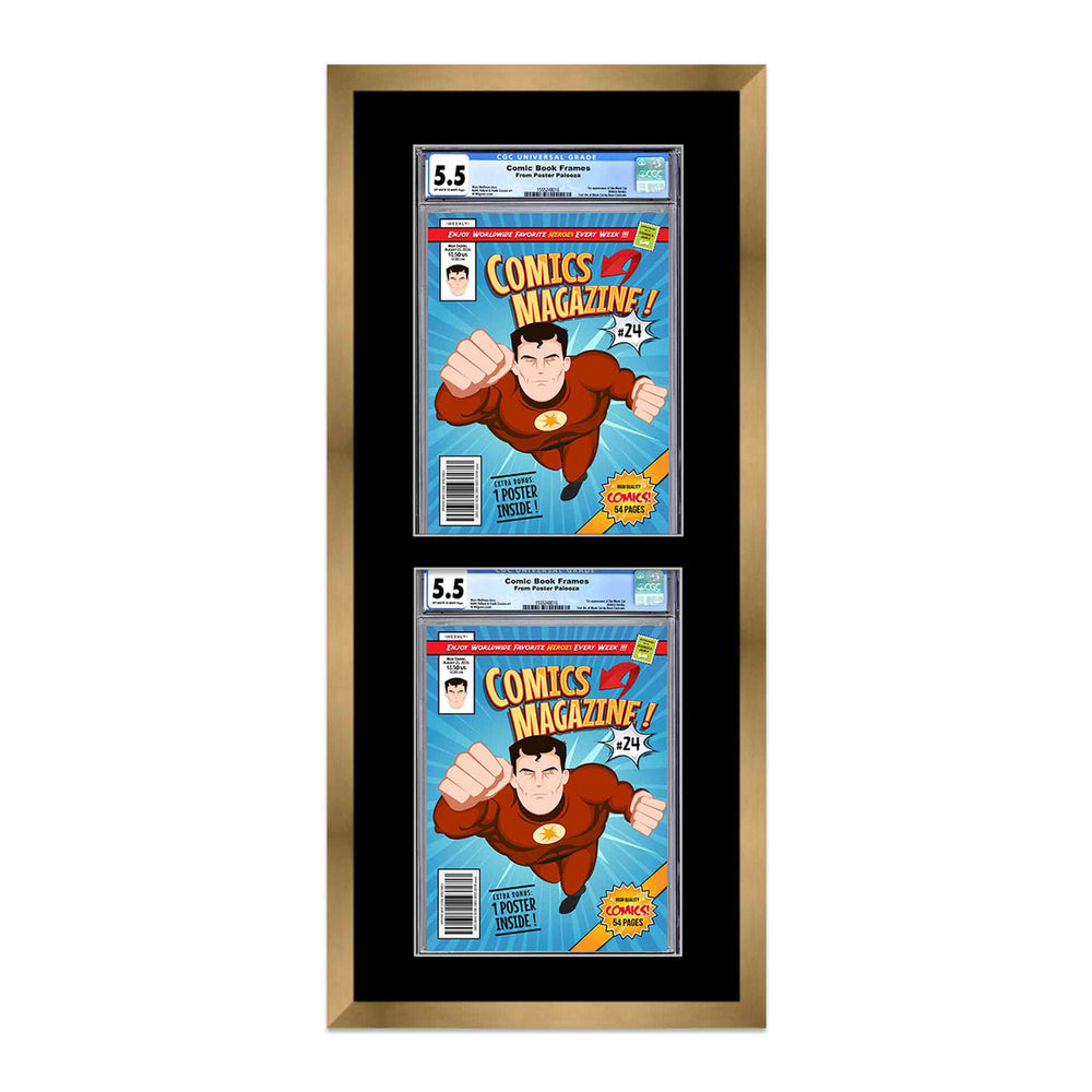 Comic Book Display Frame for CGC, PGX Graded, Slabed Comics - Bronze Wood Comic Frame With Black Mat for 8.125x13 Image 2