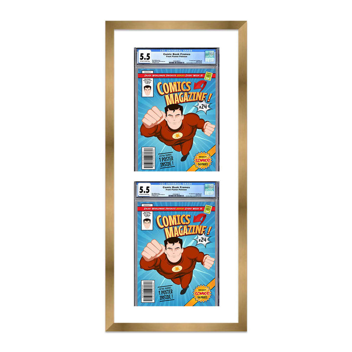 Comic Book Display Frame for CGC, PGX Graded, Slabed Comics - Bronze Wood Comic Frame With White Mat for 8.125x13 Image 2