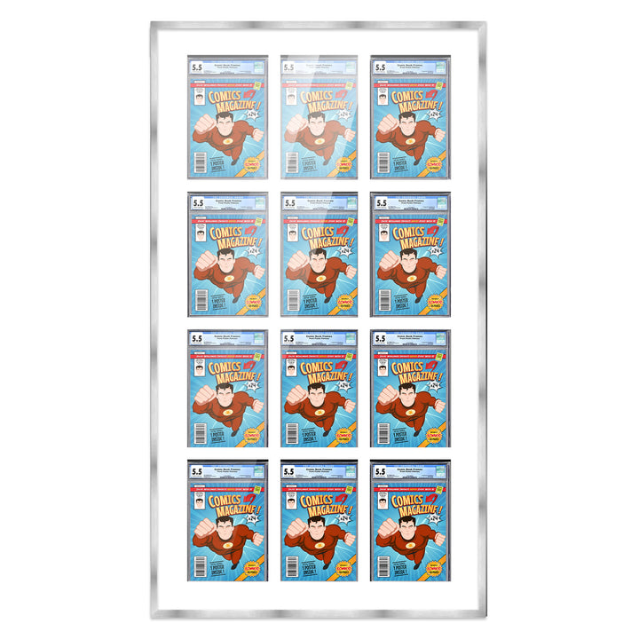 Comic Book Display Frame for CGC, PGX Graded, Slabed Comics - Silver Wood Comic Frame With White Mat for 8.125x13 Image 5