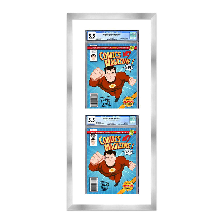 Comic Book Display Frame for CGC, PGX Graded, Slabed Comics - Silver Wood Comic Frame With White Mat for 8.125x13 Image 12