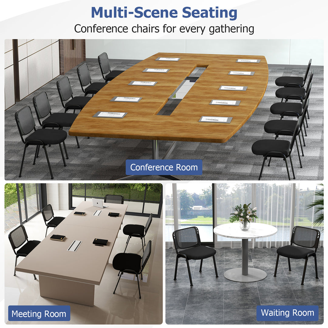 Set of 5 Conference Chair Mesh Back Office Waiting Room Guest Reception Black Image 5