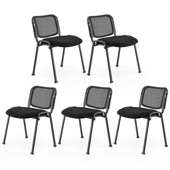 Set of 5 Conference Chair Mesh Back Office Waiting Room Guest Reception Black Image 8