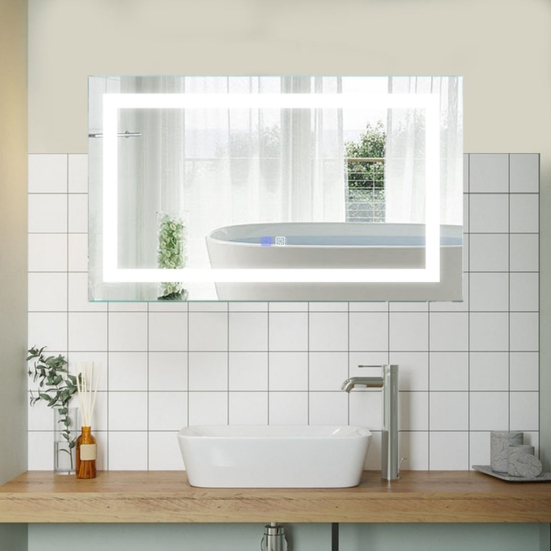 ES-DIY 40" W x 24" H Bathroom Mirror,Clearance,Anti Fog,Dimmable,LED Bathroom Mirror,Exbrite Image 1