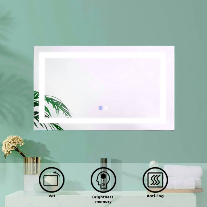 ES-DIY 40" W x 24" H Bathroom Mirror,Clearance,Anti Fog,Dimmable,LED Bathroom Mirror,Exbrite Image 3