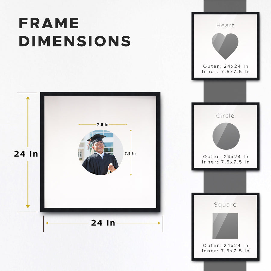 Autograph Black Wood Frame with Circle White Mat - Perfect for Event Signatures, Full-Color Pen Set Included - 3 Sizes Image 1