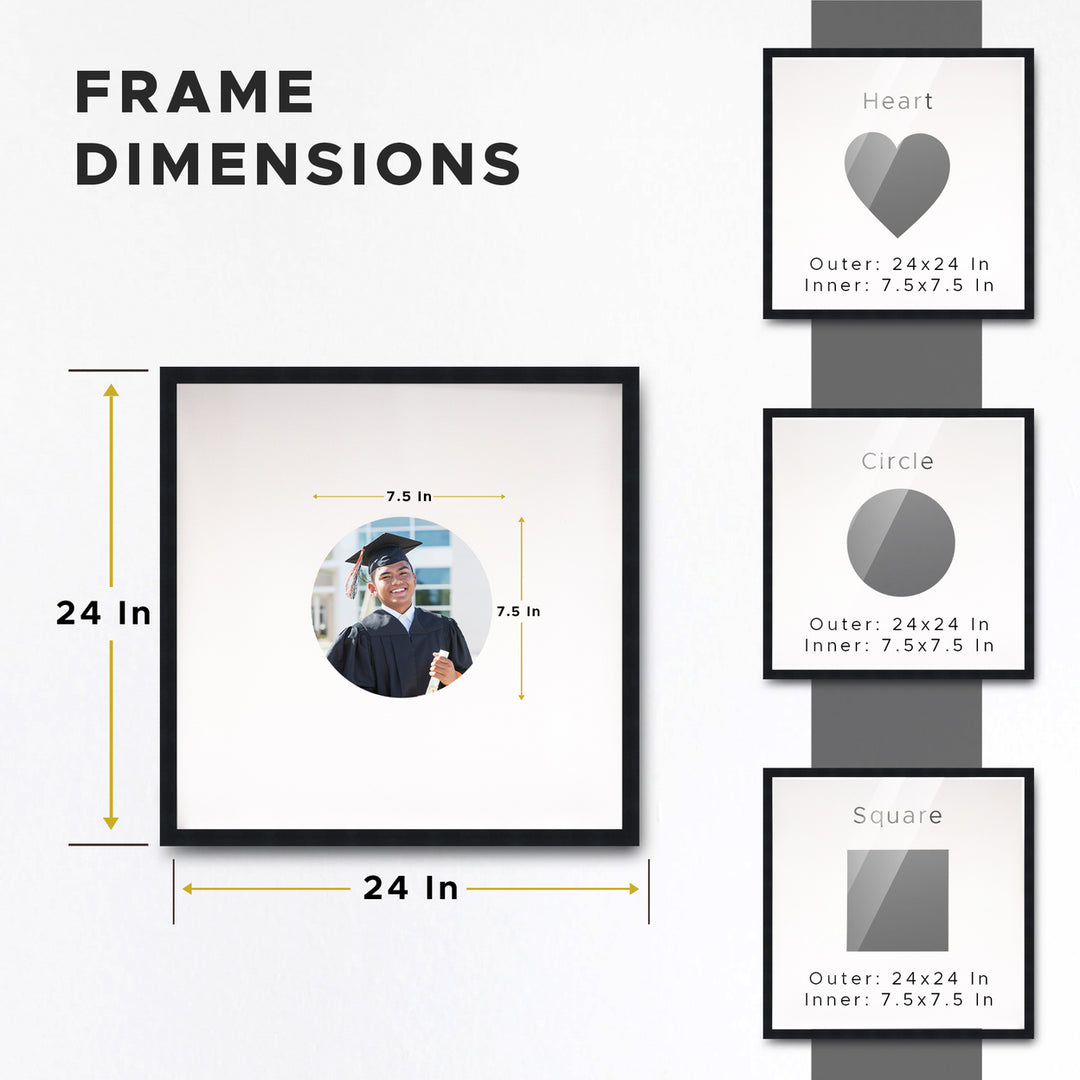 Autograph White Wood Frame with Circle Black Mat - Perfect for Event Signatures, Silver Marker Pens Included - 3 Sizes Image 1