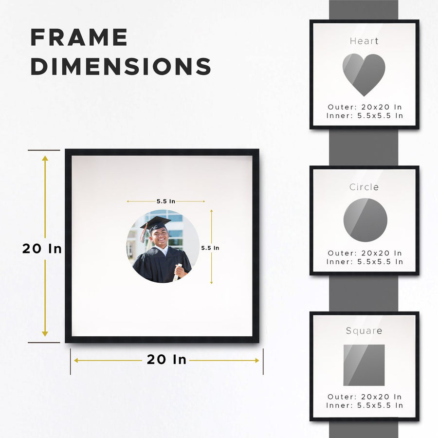 Autograph Black Wood Frame with Circle Black Mat - Perfect for Event Signatures, Silver Marker Pens Included - 3 Sizes Image 1