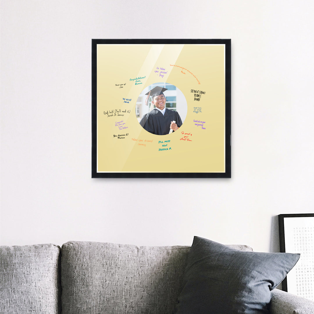 Autograph Black Wood Frame with Circle Yellow Mat - Perfect for Event Signatures, Full-Color Pen Set Included - 3 Sizes Image 4