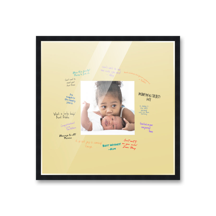 Autograph Black Wood Frame with Squre Yellow Mat - Perfect for Event Signatures, Full-Color Pen Set Included - 3 Sizes Image 1