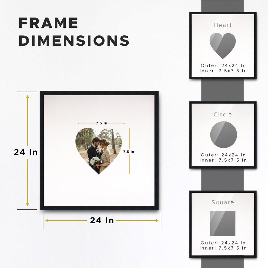 Autograph Black Wood Frame with Heart Black Mat - Perfect for Event Signatures, Silver Marker Pens Included - 3 Sizes Image 1